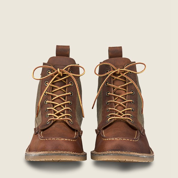 Red Wing Mens Weekender Canvas Moc - 6-inchr Rough & Tough Leather - Heritage Boots Brown - 0269GBRC